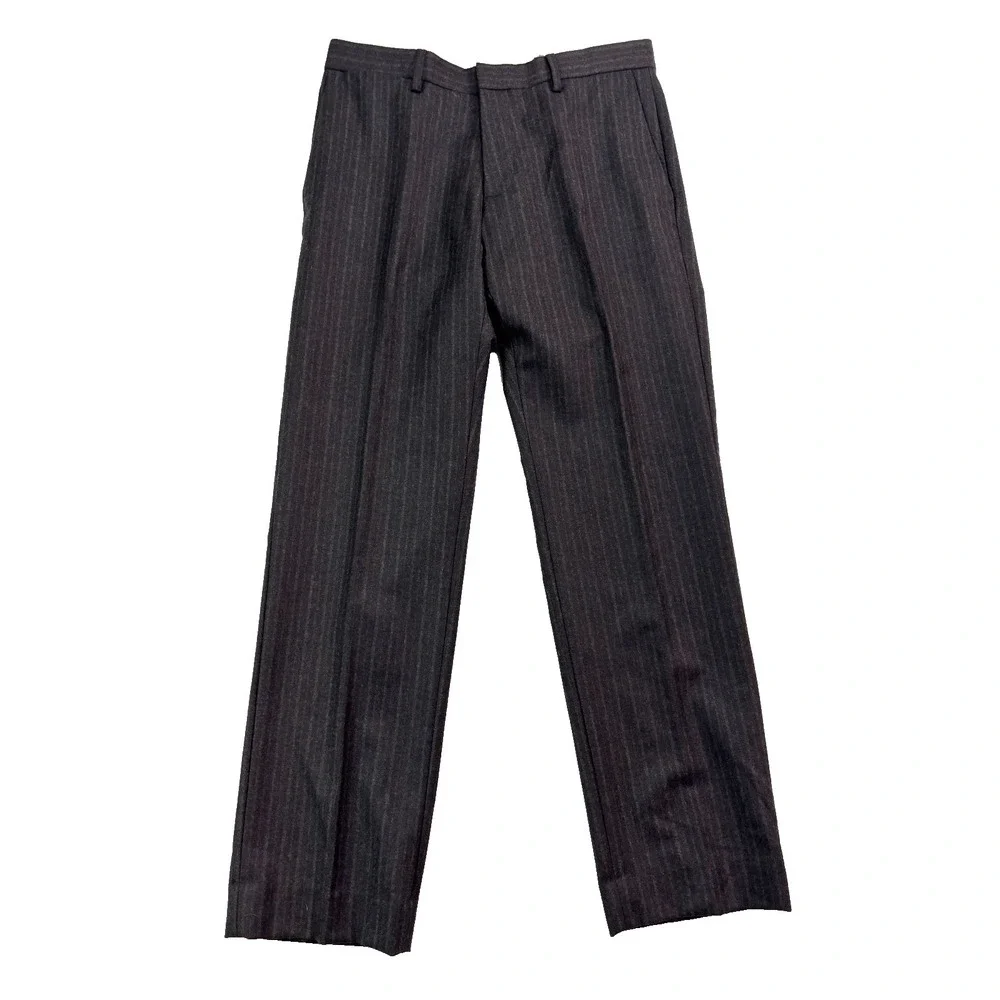 Banana Republic 31x30 Charcoal Stripe Flannel Wool Dress Pants Tailored Slim Fit